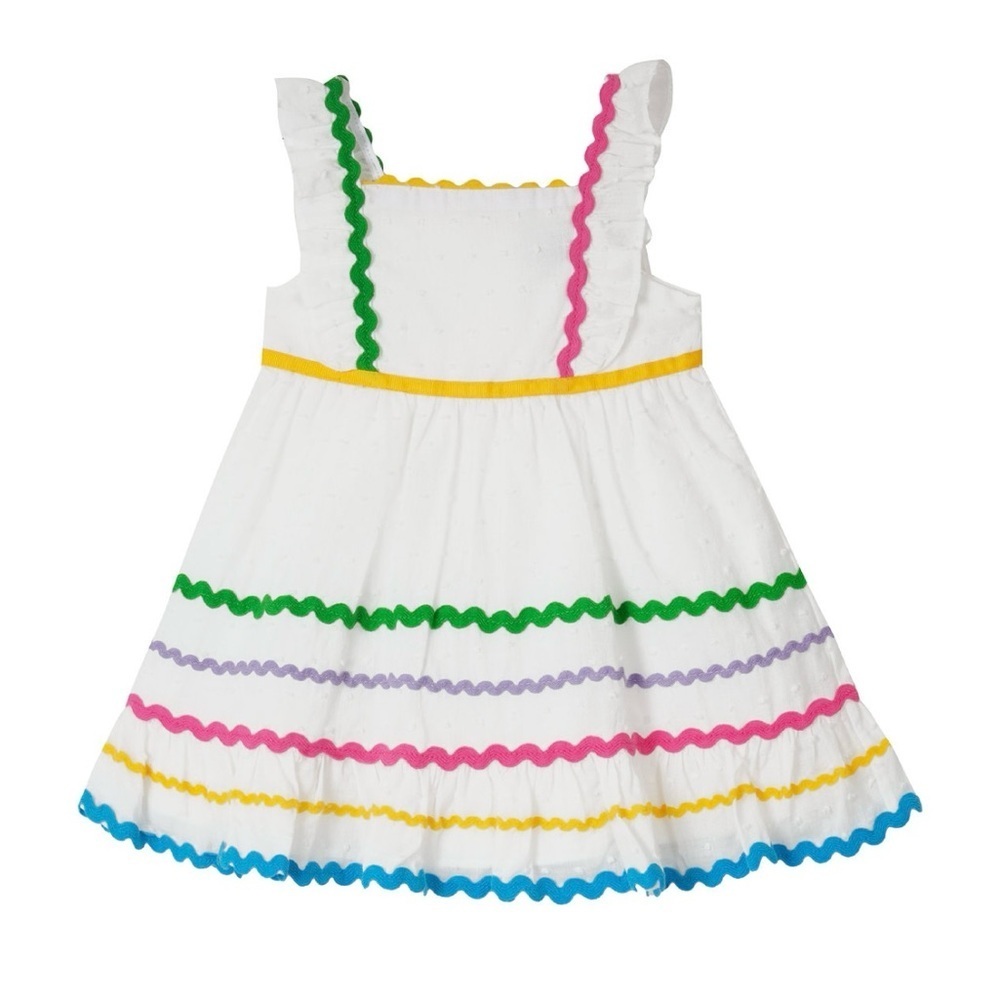 NWT Rare Editions Dot Ruffled Zigzag Trim Dress